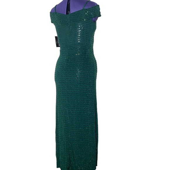 Alexa B Nite green sparkle long dress size 4 - Picture 2 of 9